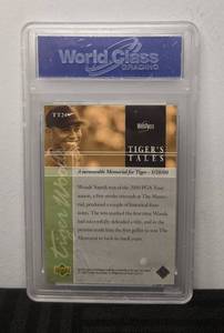 lot 54A image: WCG Graded 10 Tiger Woods 2001 Upper Deck Golf Rookie Tigers Tales Card #TT24 V