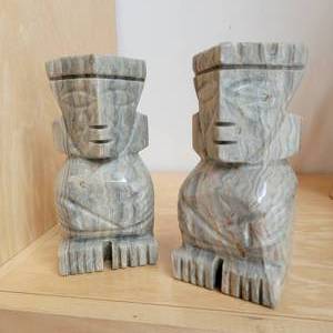 Mexican Carved Gray Onyx Bookends