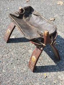 Egyptian Themed Saddle Footstool
