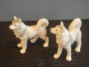 Delightful Fine Porcelain Miniature Husky Figurines - Victoria Ceramics