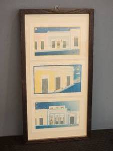 Framed Triptych Old San Juan Facades by Carolina Blanca Villar