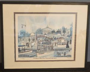 Excelsiors Blue Line Docks Early 1900s Framed Print by Mary Ostazeski, 603950