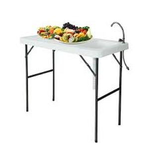 lot 172 image: 40 x 23 Portable Camping Fishing Table with Sink and Trash Shoot