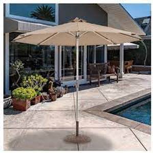 lot 1 image: Seasons Sentry 9ft Anodized Commercial Umbrella-Stone Gray