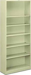lot 185 image: Brigade HS82ABC.L HON Brigade Steel Bookcase  6 Shelves  34-12W  Putty Finish