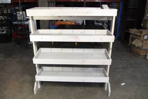 lot 8 image: Hand Crafted 4 Tier Shelf with Dividers-Grey