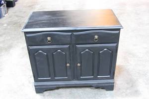 lot 47 image: Rustic Antique Buffet TV Console Cabinet 30 x 34 x 17.5-Brass Fittings