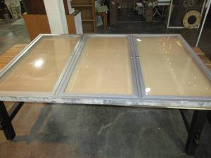 lot 61 image: 72 x 48 x 2 Metal Lockable Display Case-Locked Missing Key-Cork Board Backing