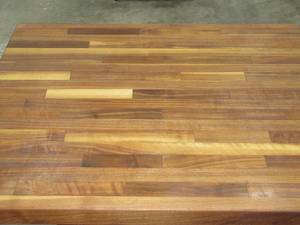 lot 66 image: Hand Crafted Butcher Block Acacia Stain Coffee Table