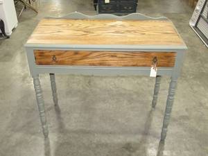 lot 67 image: Vintage Green with Oak Accents French Country Style Desk Console