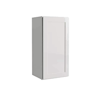 lot 98 image: Hampton Bay Courtland Shaker 30 in. W x 12 in. D x 12 in. H Assembled Wall Kitchen Cabinet in Polar White-Damaged See Pictures