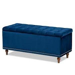 lot 99 image: Baxton Studio Kaylee Navy Blue Storage Ottoman Bench