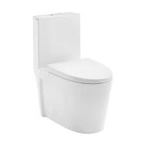 lot 101 image: Swiss Madison St. Tropez 1-Piece 1.11.6 GPF Dual Flush Elongated Toilet in Glossy White, Seat Included
