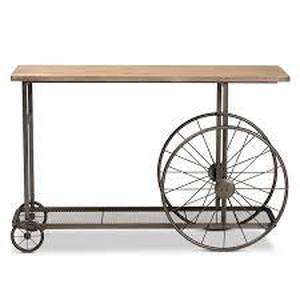 lot 108 image: Baxton Studio Terence 49 in. BlackNatural Standard Rectangle Wood Console Table with Shelves