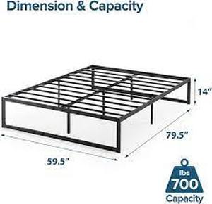 lot 110 image: ZINUS Abel Black Metal Queen Platform Bed Frame-Damaged See Pictures