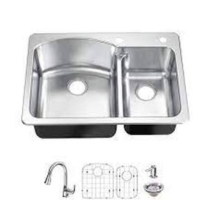 lot 78 image: Glacier Bay All in-One 33 in. Drop-inUndermount Double Bowl 18 Gauge Stainless Steel Kitchen Sink with Pull-Down Faucet