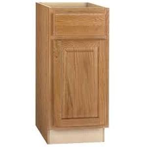 lot 88 image: Hampton Bay Hampton 15 in. W x 24 in. D x 34.5 in. H Assembled Base Kitchen Cabinet in Medium Oak with Ball-Bearing Drawer Glides