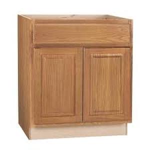 lot 90 image: Hampton Bay Hampton 30 in. W x 24 in. D x 34.5 in. H Assembled Base Kitchen Cabinet in Medium Oak with Drawer Glides
