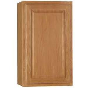 lot 91 image: Hampton Bay Hampton 18 in. W x 12 in. D x 30 in. H Assembled Wall Kitchen Cabinet in Medium Oak