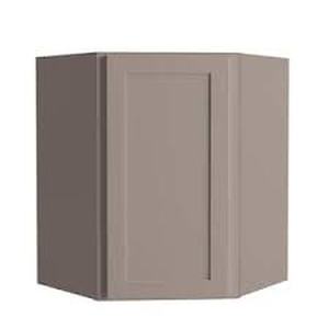 lot 126 image: Hampton Bay Courtland Shaker Assembled 24 in. x 30 in. x 24 in. Stock Diagonal Corner Wall Kitchen Cabinet in Sterling Gray Finish