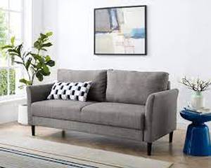 lot 138 image: Naomi Home Claire Affordable Modern Couch & Living Room Sofa - Mid-Century Style, Compact Design for Small Spaces - Eco-Friendly Linen - Easy Assembly - Sofa Couch Bliss, Gray