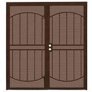lot 211 image: Unique Home Designs 72 in. x 80 in. Arcada Copper Surface Mount Outswing Steel Double Security Door with Expanded Metal Screen