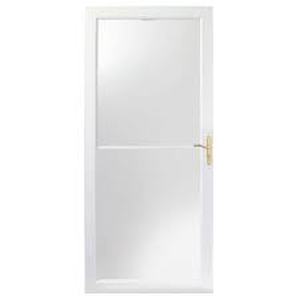 lot 213 image: Andersen 2000 Series 30 in. x 80 in. White Universal Full View Retractable Aluminum Storm Door with Brass Hardware