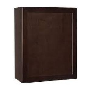 lot 123 image: Hampton Bay Shaker Assembled 24x30x12 in. Wall Kitchen Cabinet in Java