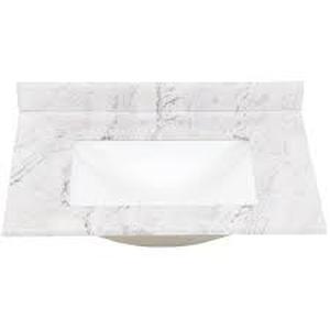 lot 203 image: Home Decorators Collection 31 in. W x 22 in. D Cultured Marble White Rectangular Single Sink Vanity Top in Bianco Antico