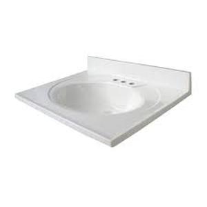 lot 149 image: Glacier Bay 25 in. W x 22 in. D Cultured Marble White Round Single Sink Vanity Top in White