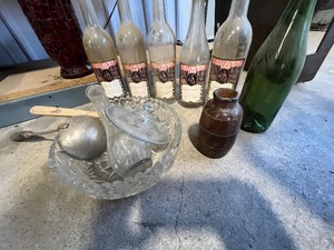 Box of Old Bottles and Glass ware