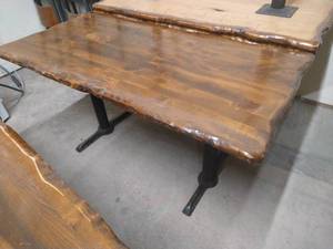 Solid Wood Table With Metal Base
