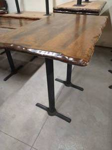 Solid Wood Bar Table With Metal Base