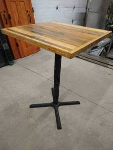 Solid Wood Bar Table With Metal Base