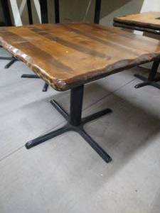 Solid Wood Table With Metal Base