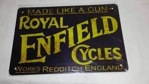Royal Enfield Cycles Metal Sign.