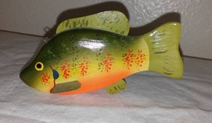 Vintage Collectible Spear Fishing Decoy  Lawrence  Bethel, Green  Orange.