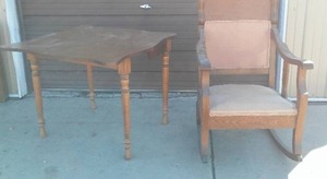 Vintage Rocking Chair and Accent Table.