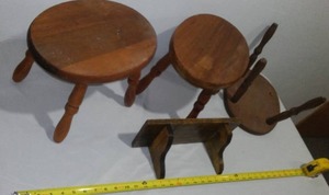 Stools And Mini Shelf All Wood.