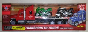 Friction-Powered Semi-Truck with Motorcycles Set