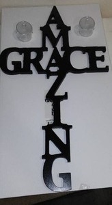 Amazing Grace Wood Cross Dcor and LED Candles (2)