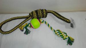20 Knotted Cotton Rope Tug Pull and Pull Toy Tennis Ball