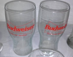 Schell, Budweiser Glasses, malt shop glasses and more.