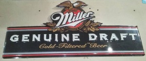lot 279 image: Miller Genuine Draft Beer Metal Sign.
