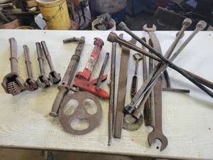 lot 176 image: Grinding Wheel Dressing Tools, Large Wrenches, 4-Way Tire Irons and More
