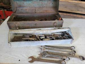 lot 188 image: Toolbox with Assorted Sockets and Wrenches - Sockets up to 1-14