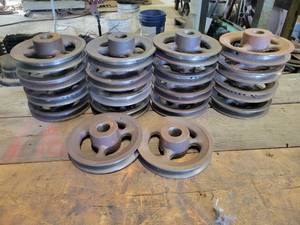 lot 202 image: Lot of (18) New Cast Iron Pulleys - 5.75 Diameter with 1.00 Bore