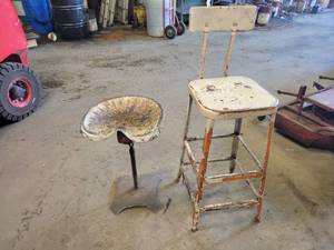 lot 218 image: Pair of Vintage Steel Shop Stools