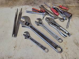 lot 220 image: 15 TrueCraft Adjustable Wrench, 8 & 10 PROTO Adjustable Wrenches, Vise Grips and More
