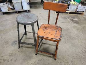 lot 229 image: Pair of Vintage Steel Shop Stools